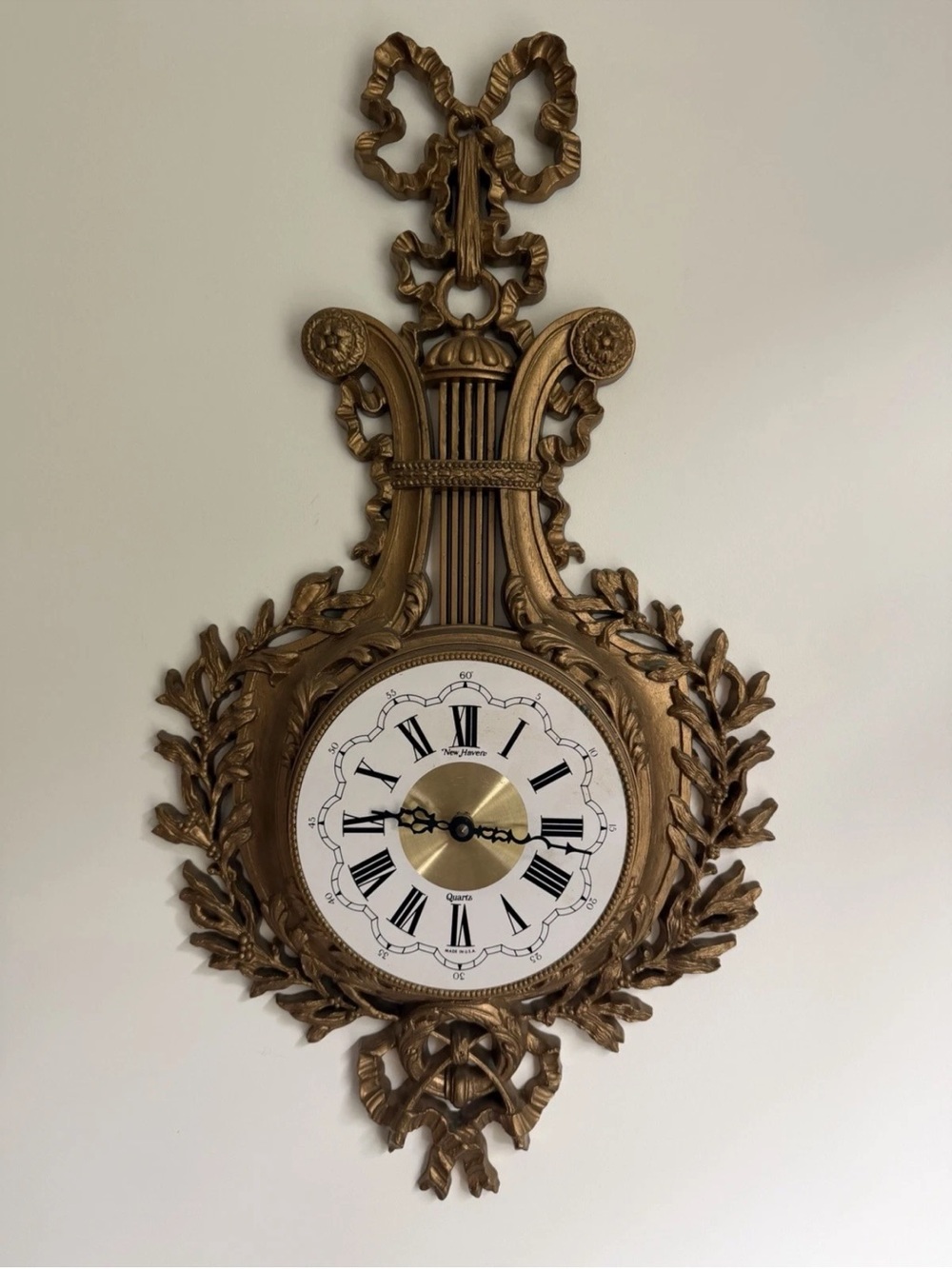 Vtg Hollywood Regency Ornate Clock Gold Burwood Syroco Plastic (not Tested )